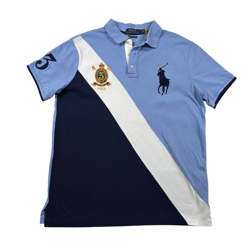 Polo Ralph Lauren Shirt Mens L Big Pony Patch Crest Skyami Embroidered Custom